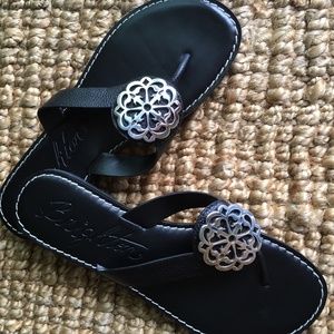 Brighton "Alice" Sandal - Black w/Silver Medallion